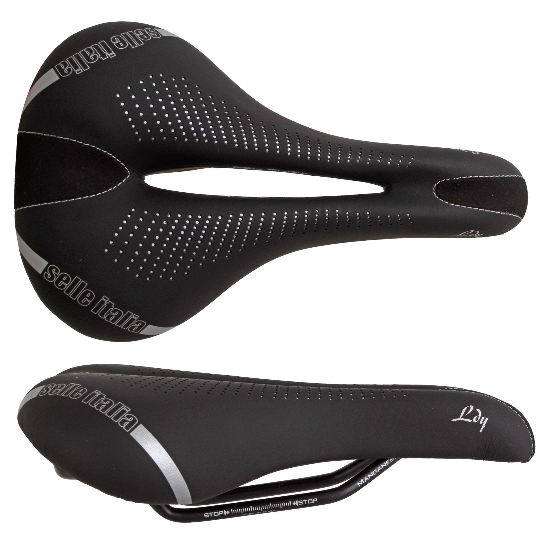 Lady Gel Flow Saddle L, L2, Manganese Rail - Black - T3 Endurance Sports