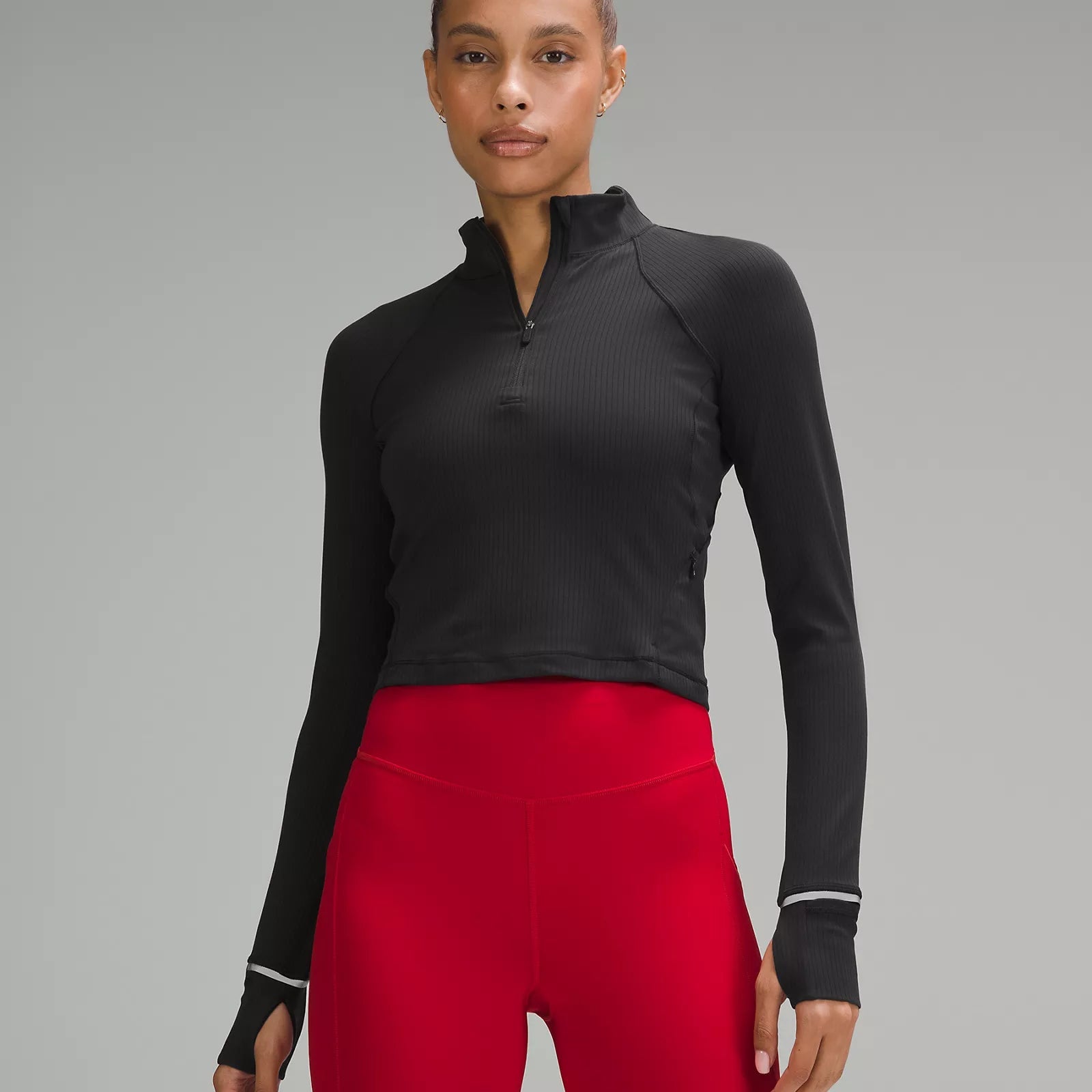 Women's It's Rulu Ribbed Cropped Half Zip - T3 Endurance Sports