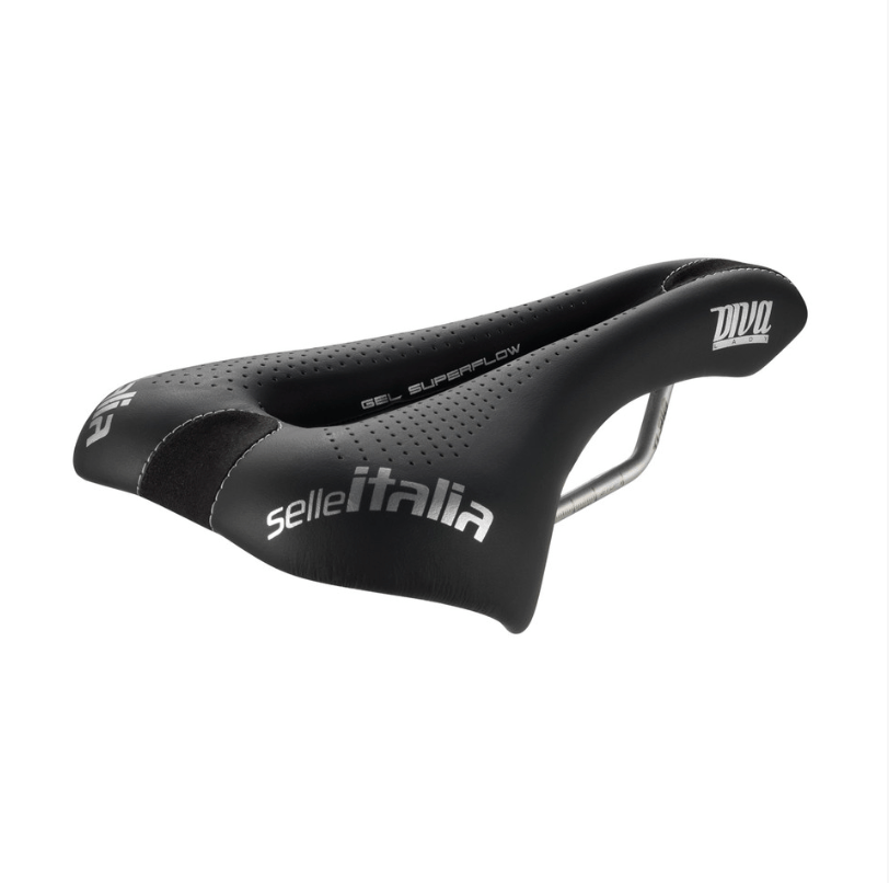 Selle Italia Diva Gel Superflow L3 Ti 316 Saddle – Women's Road & Touring Bike Seat – Pressure Relief Superflow Cut - out & Light Gel Padding - T3 Endurance Sports