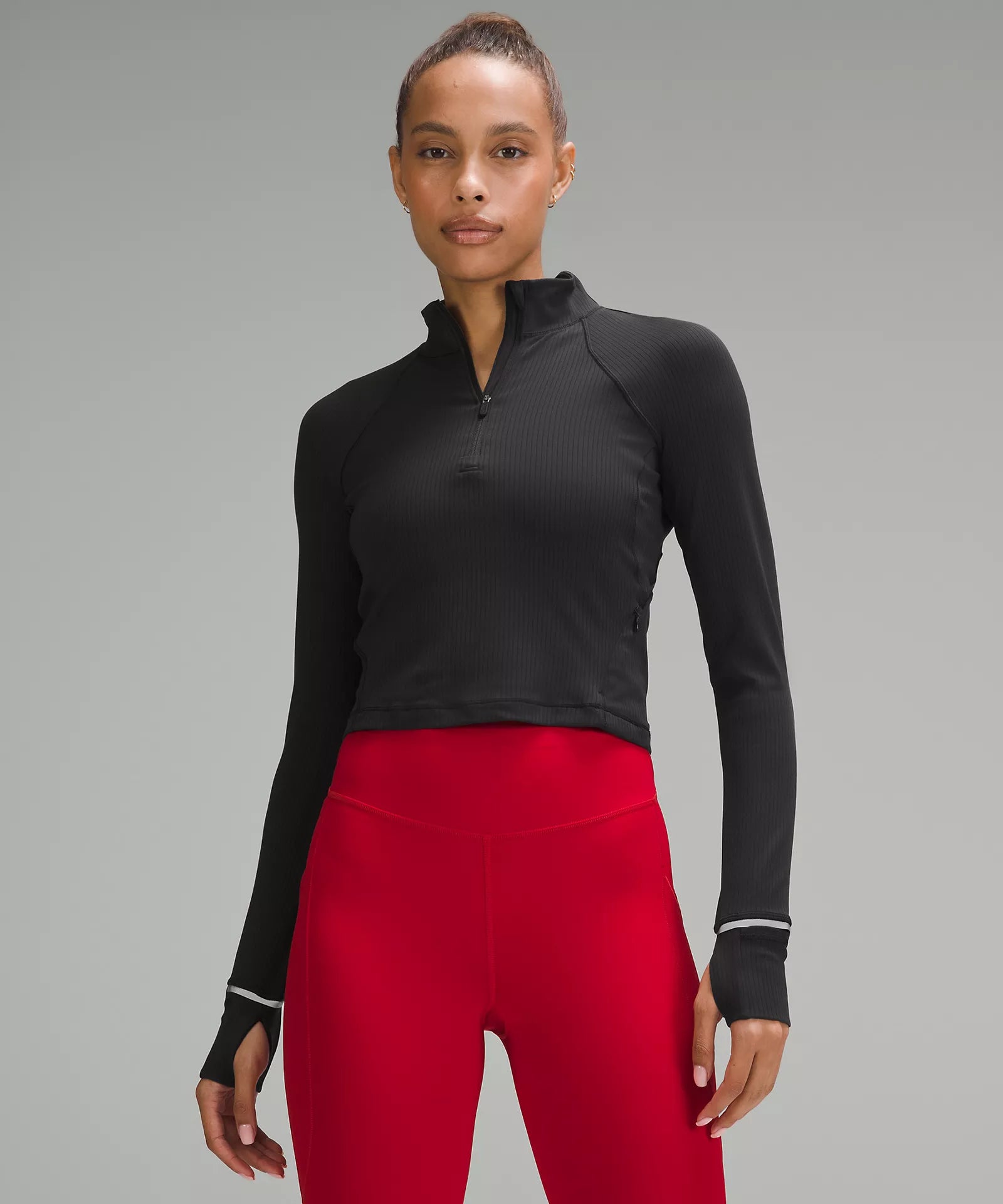 Women's It's Rulu Ribbed Cropped Half Zip - T3 Endurance Sports